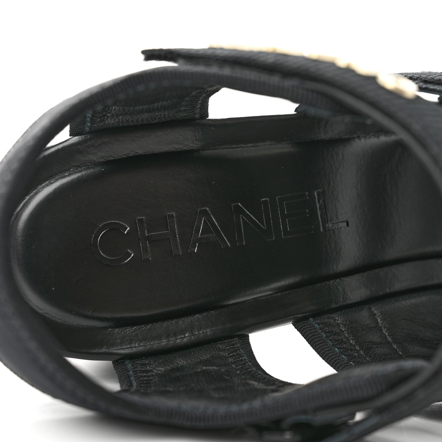Chanel Fabric Metal CC Logo Sandals 40 Black 7 of 7