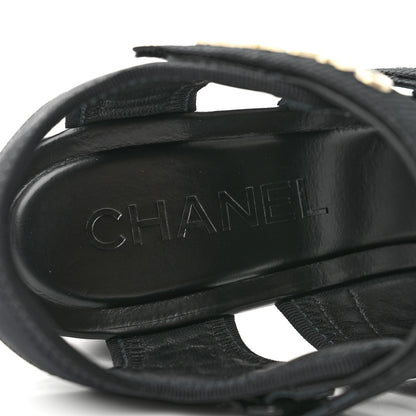 Chanel Fabric Metal CC Logo Sandals 40 Black 7 of 7