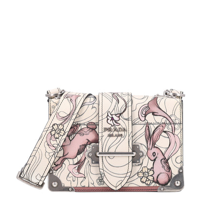 Prada X JAMES JEAN Glace Calfskin Rabbit Print Cahier Bag Opaline 1 of 8