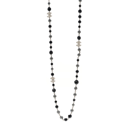Chanel Ruthenium Pearl Beaded CC Long Necklace Black 1 of 5