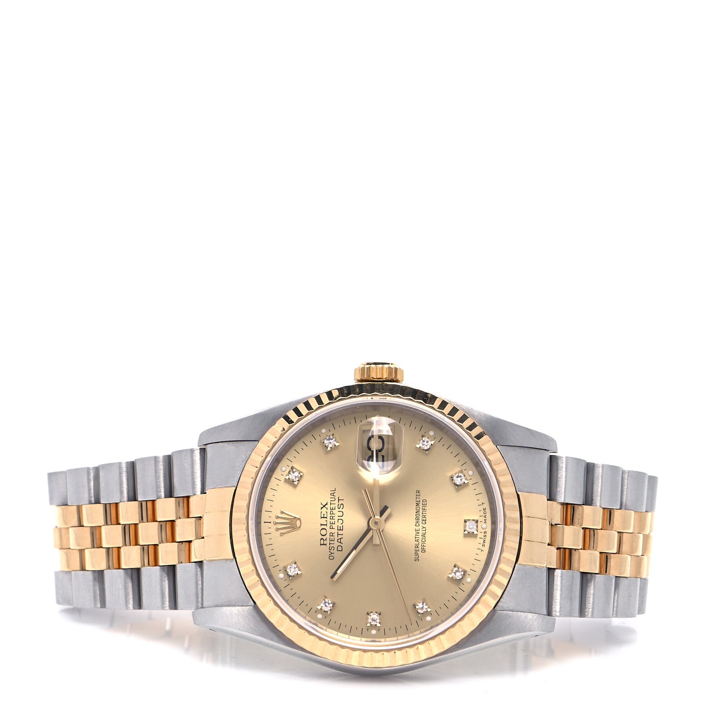 Stainless Steel 18K Yellow Gold Diamond 36mm Oyster Perpetual Datejust Watch Champagne 16233