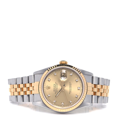 Rolex Stainless Steel 18K Yellow Gold Diamond 36mm Oyster Perpetual Datejust Watch Champagne 16233 2 of 4
