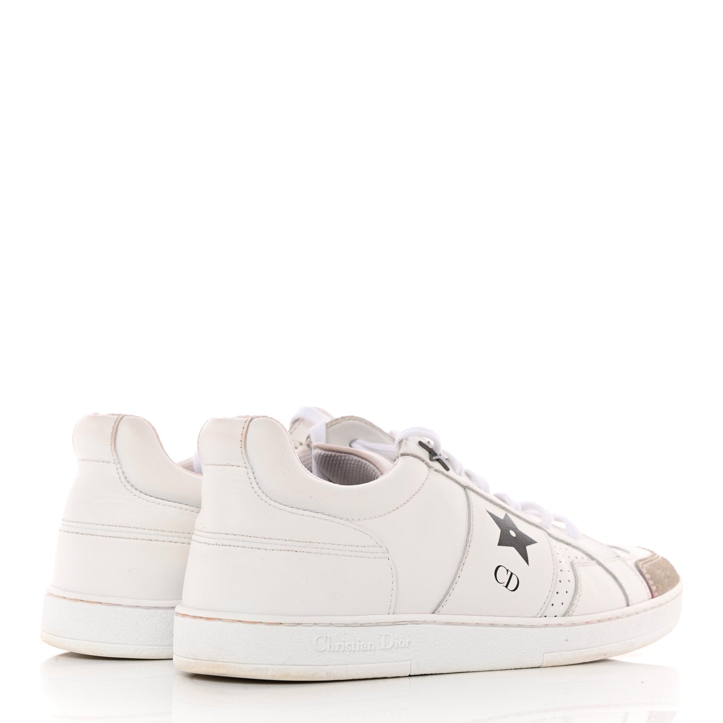 Calfskin Suede Dior Star Low Top Sneakers 36.5 White Black