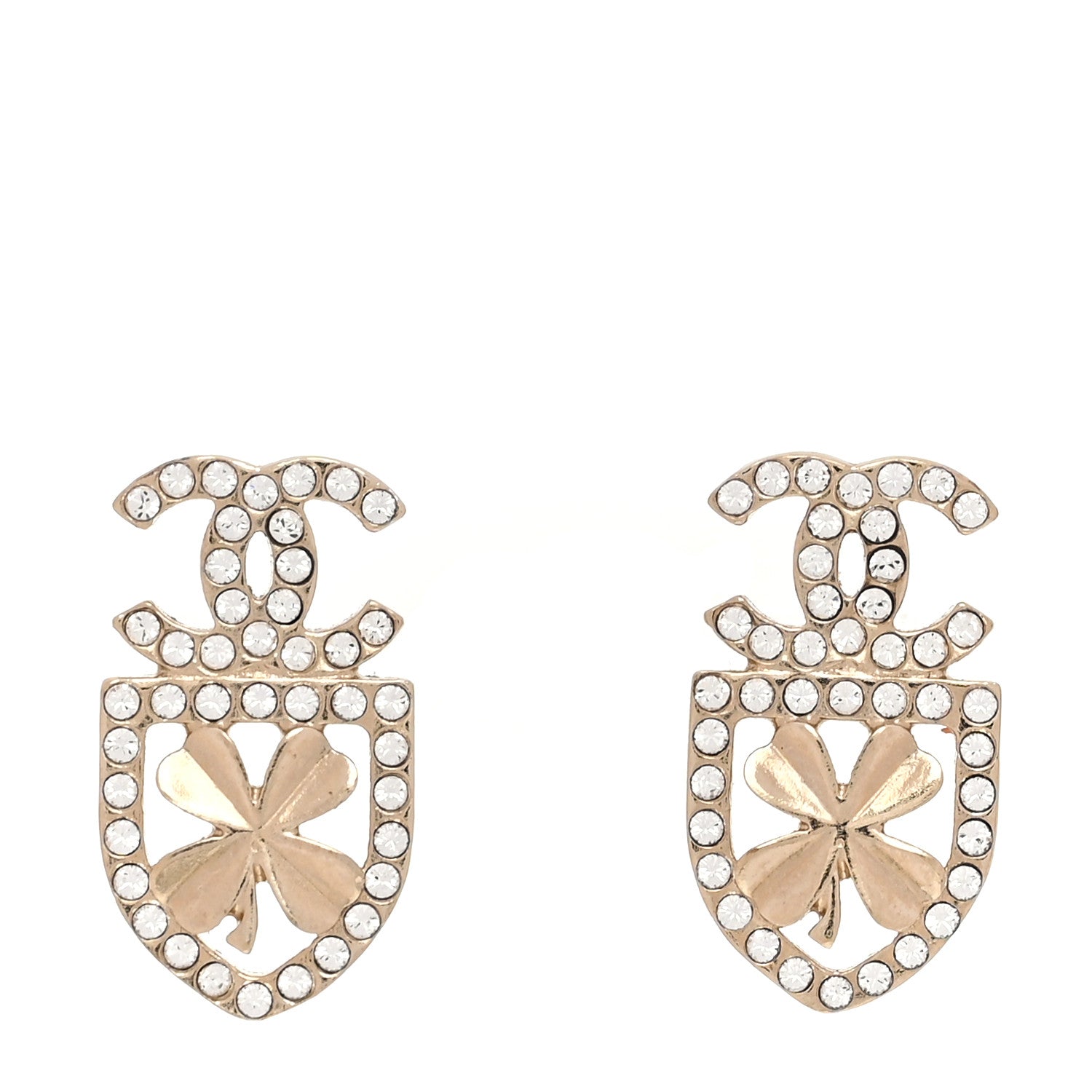 Chanel Crystal CC Sergeant Chanel Earrings Gold 1 of 5