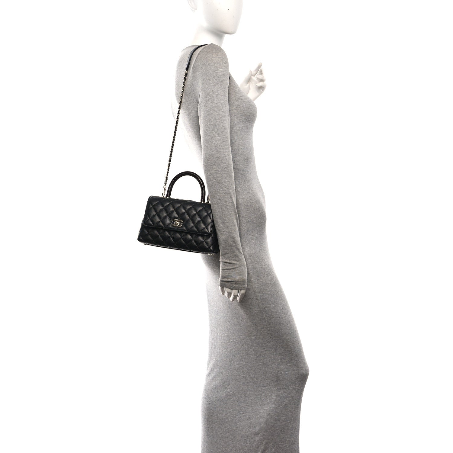 Chanel Caviar Quilted Lizard Embossed Mini Coco Handle Flap  Black 2 of 10