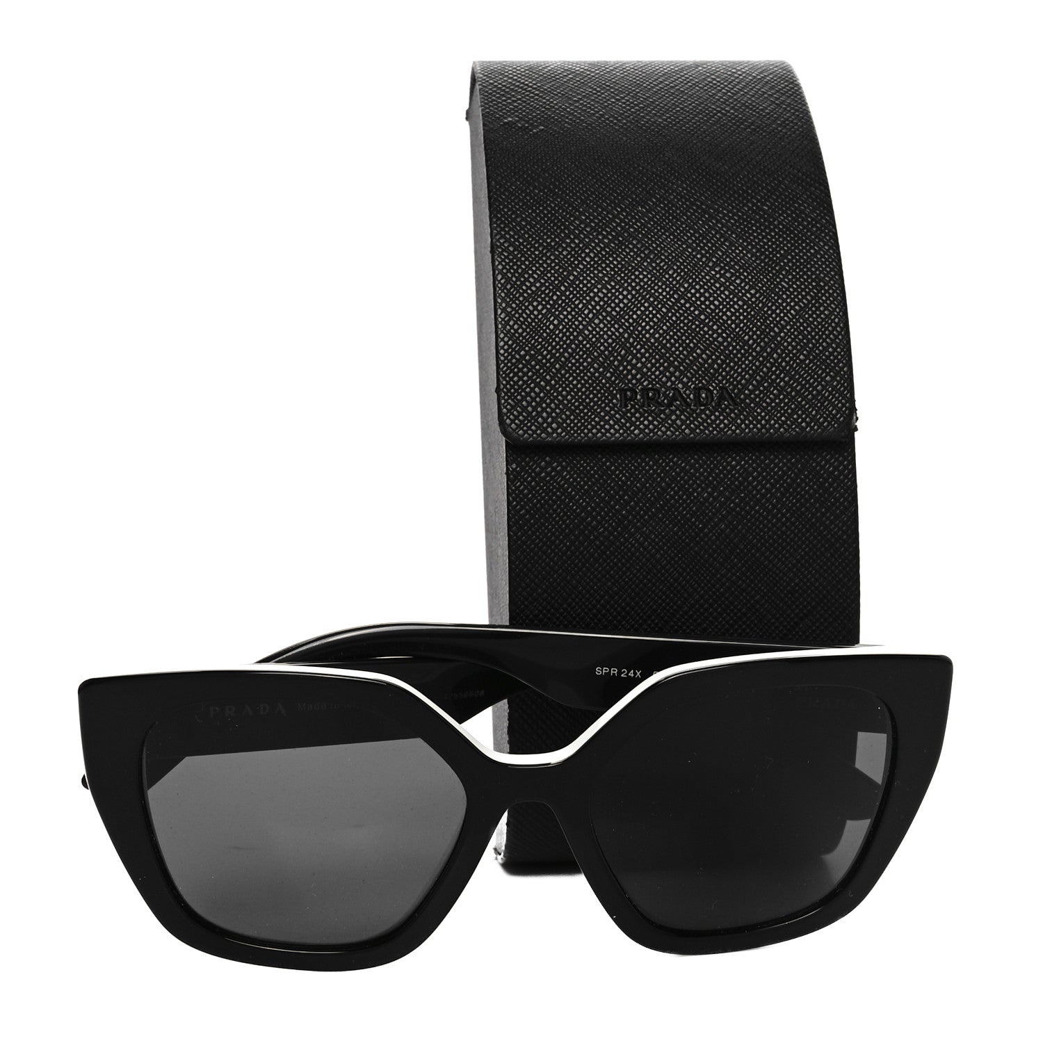 Prada Cat Eye Sunglasses SPR 24X Black White 7 of 7