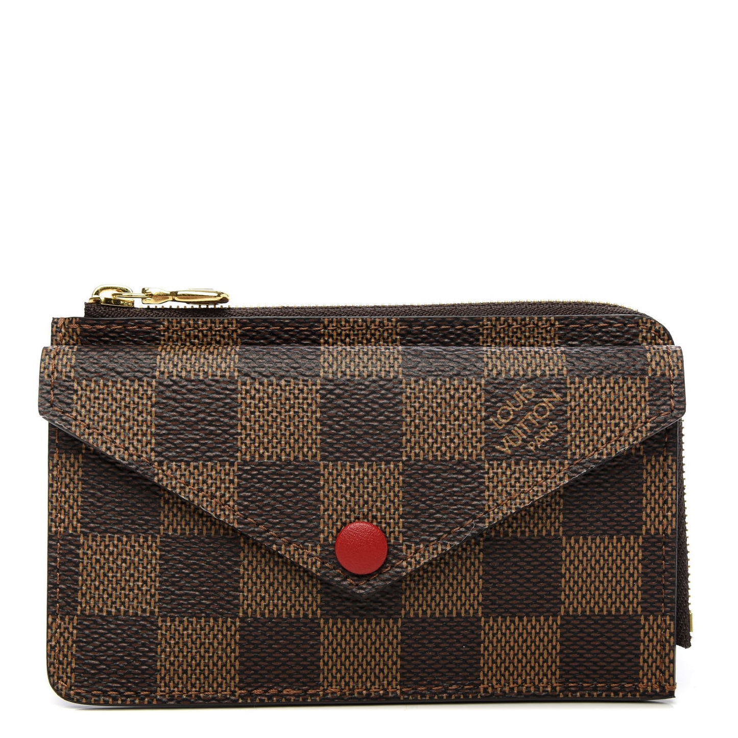 Damier Ebene Recto Verso Card Holder Red