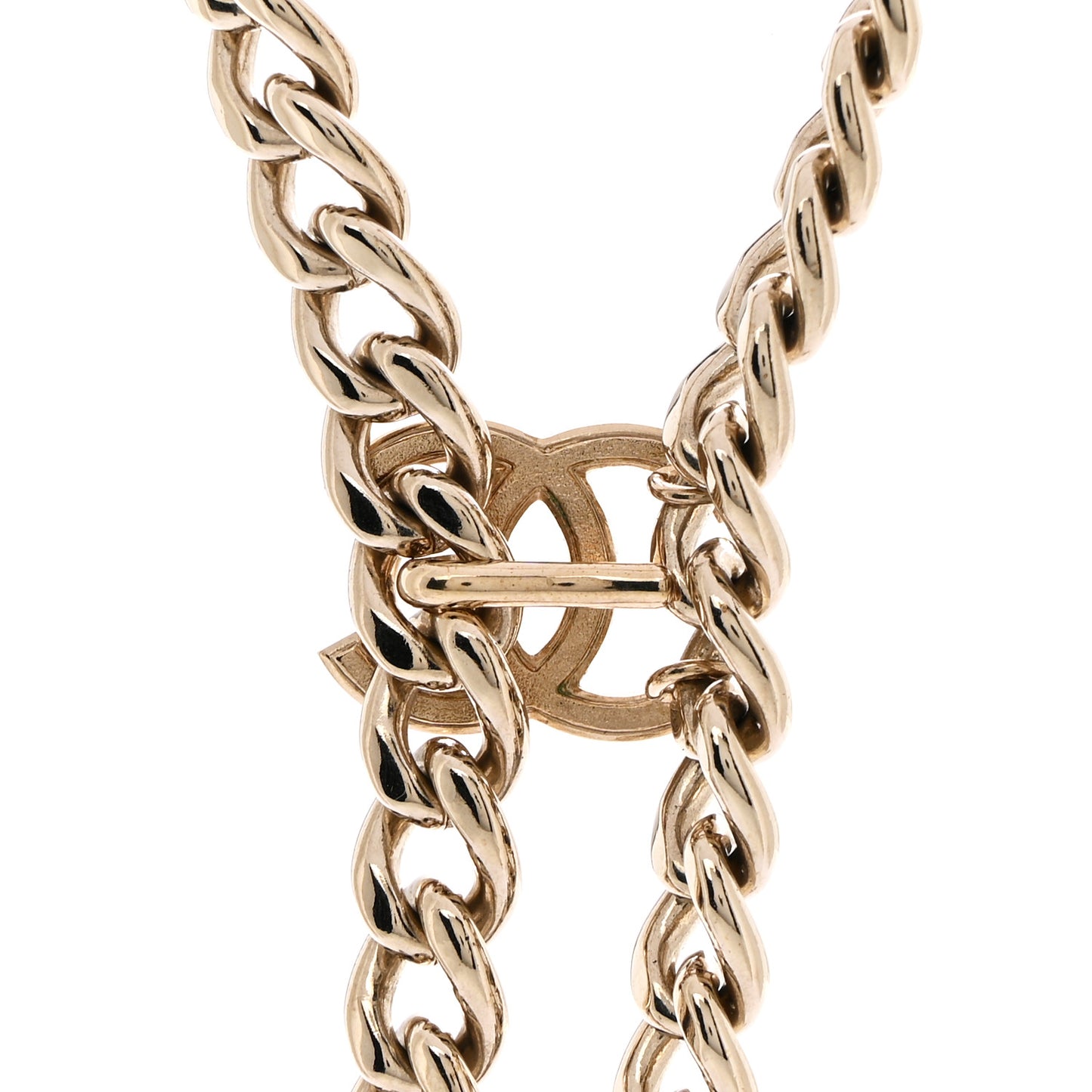 Metal Strass Pearl Lipstick Necklace Pink Gold