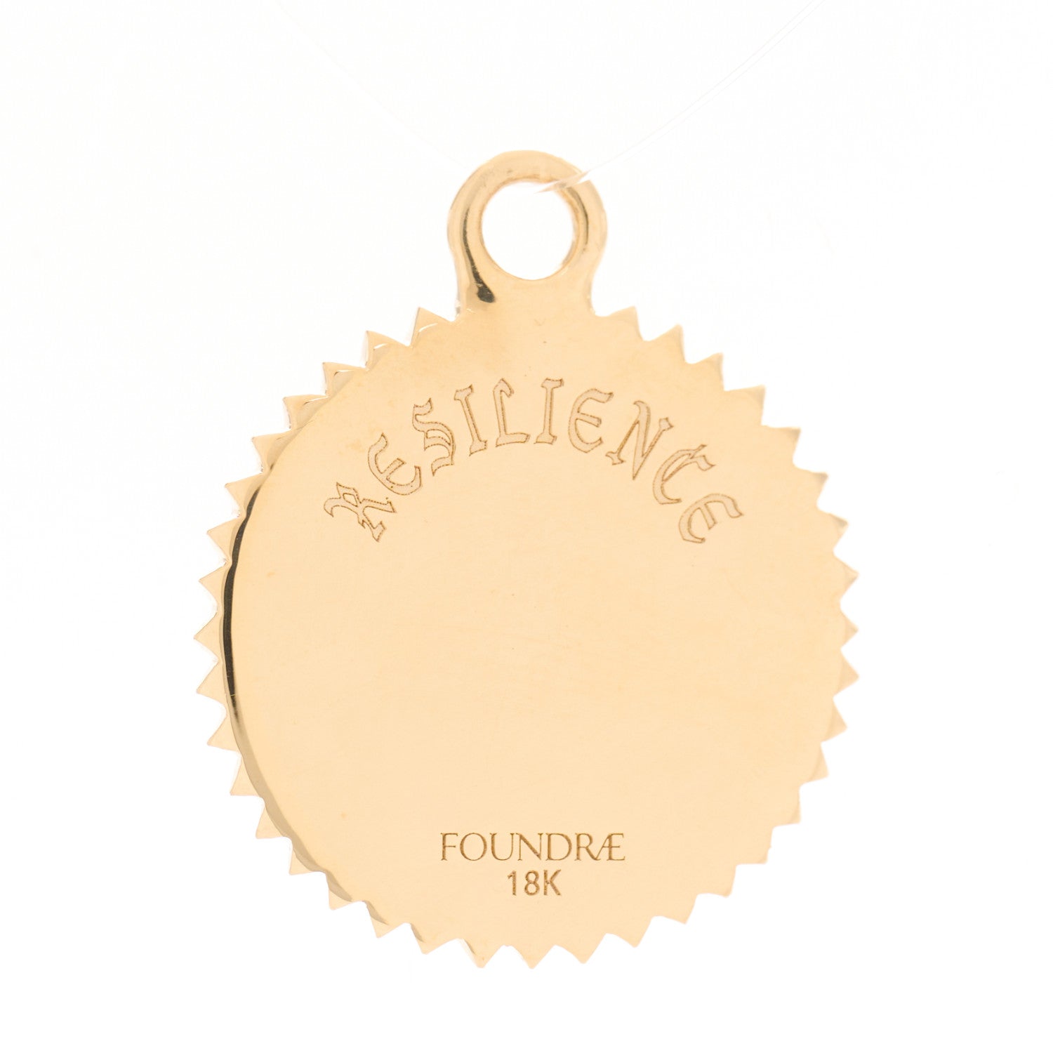 Foundrae 18K Yellow Gold Diamond Baby Resilience Medallion Pendant 3 of 4