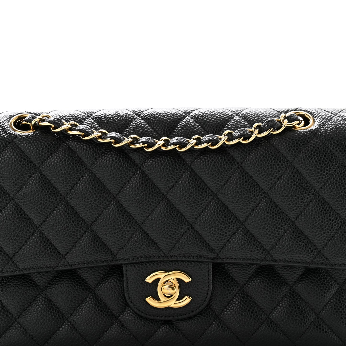 Caviar Quilted Medium Double Flap Black