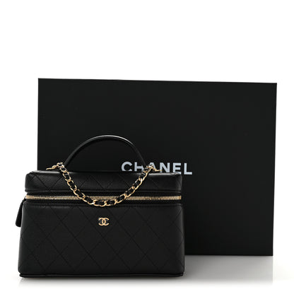 Chanel Goatskin Quilted Top Handle Slim Vanity With Chain Black 11 of 11