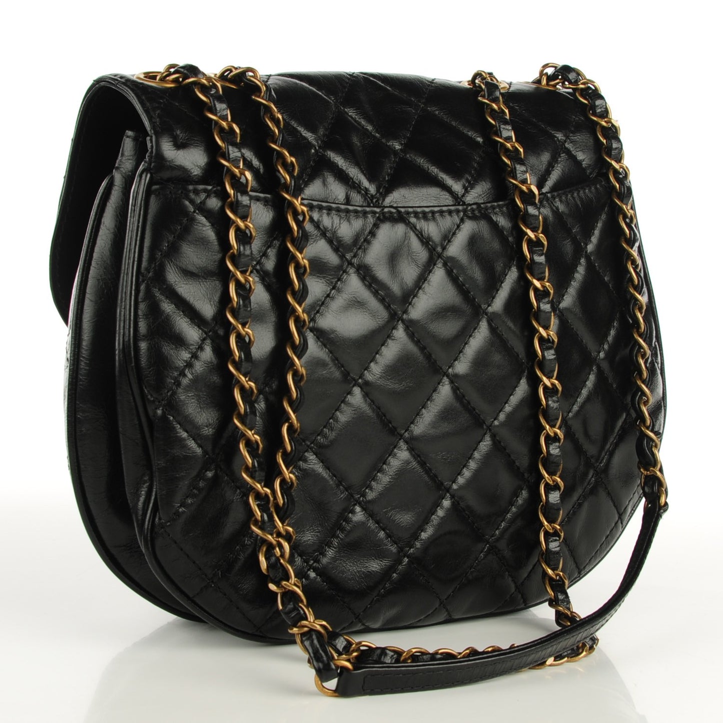 Calfskin Quilted Medium Bubble CC Flap Black