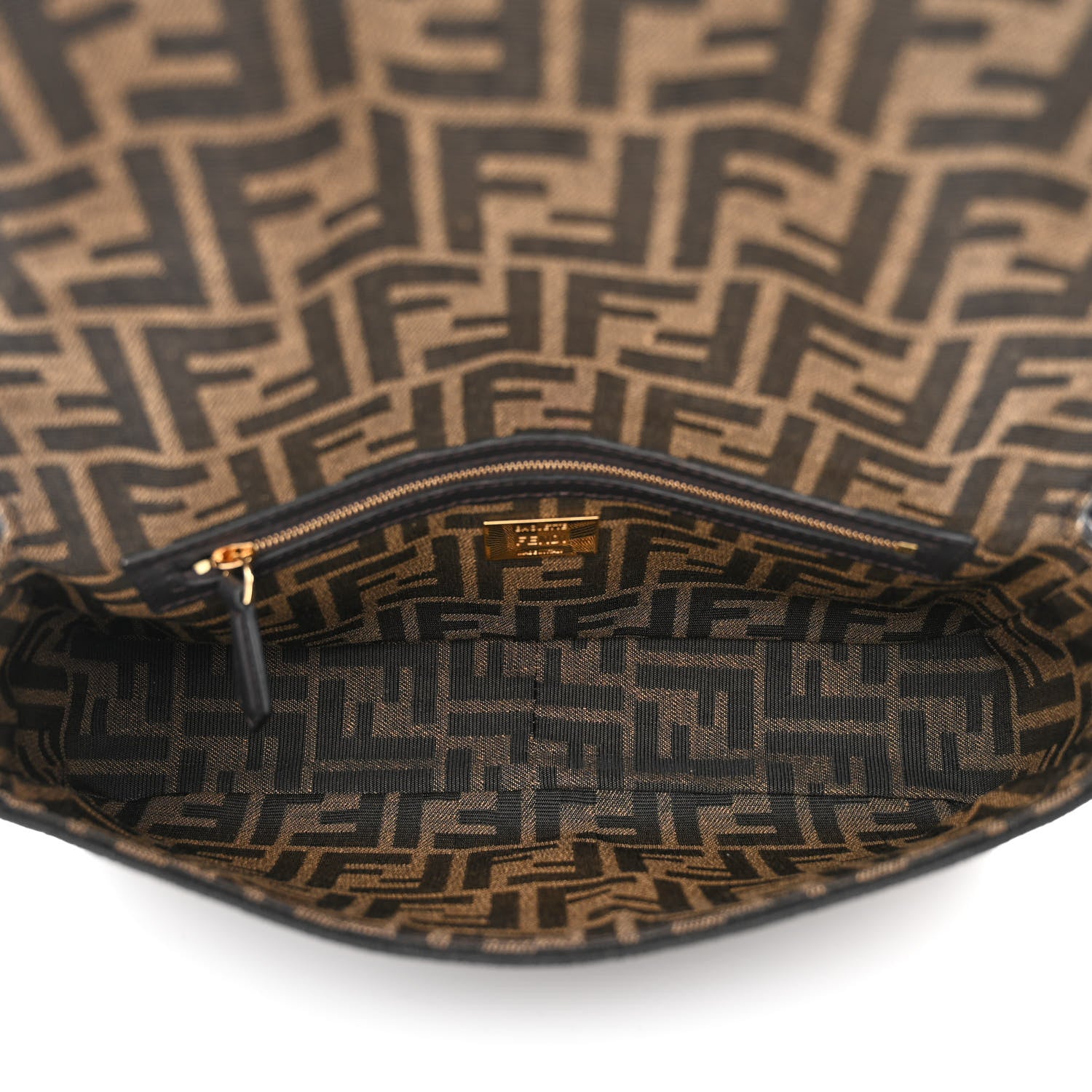 Fendi Fabric Jacquard FF 1974 Medium Baguette Tobacco Moro Black 5 of 10