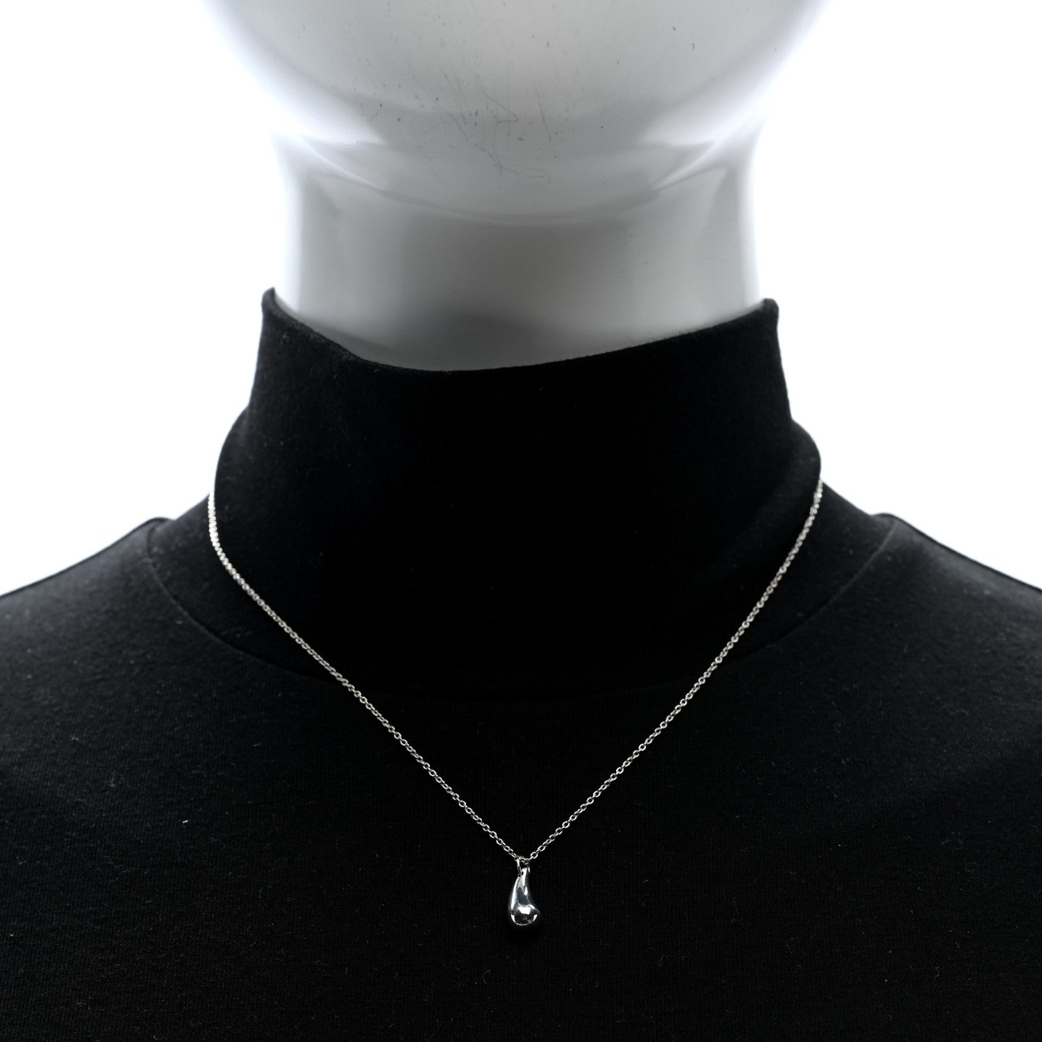 Tiffany Sterling Silver 12mm Elsa Peretti Teardrop Pendant Necklace 2 of 4