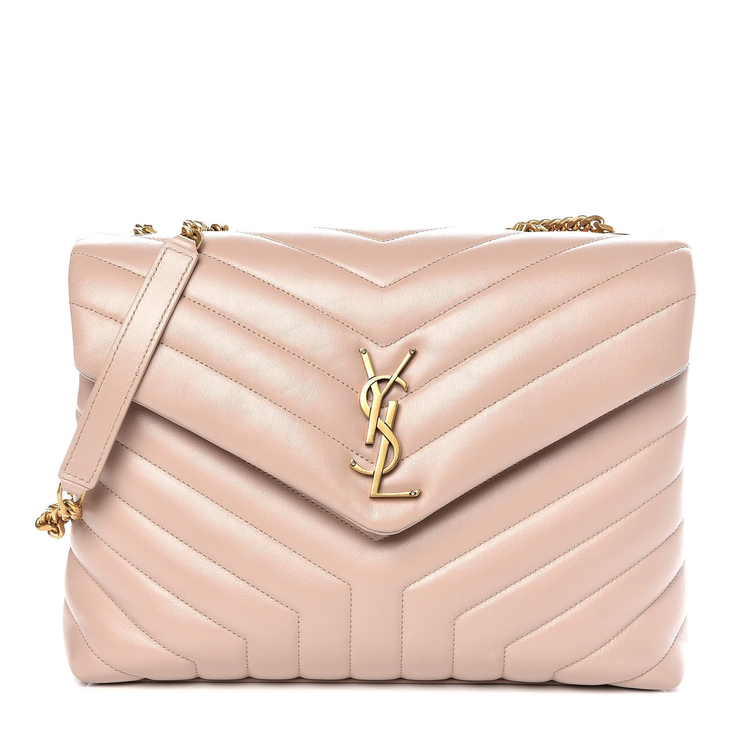 Calfskin Y Quilted Monogram Medium Loulou Chain Satchel Dark Beige