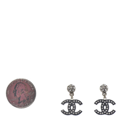 Chanel Resin Crystal CC Drop Earrings Black 2 of 4