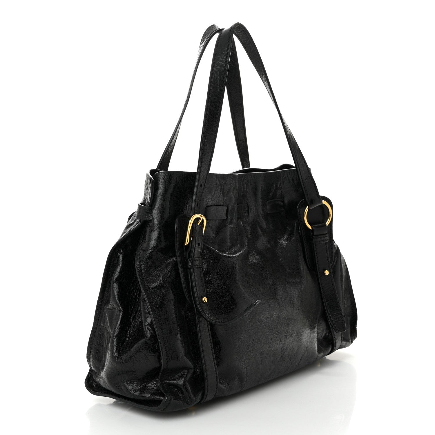 Miu Miu Vitello Lux Peggy Bow Tote Black 1755950 – FASHIONPHILE
