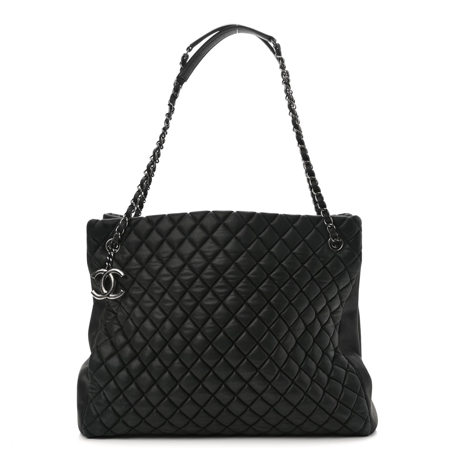 Chanel Iridescent Calfskin Quilted New Bubble Tote Black 1 of 9