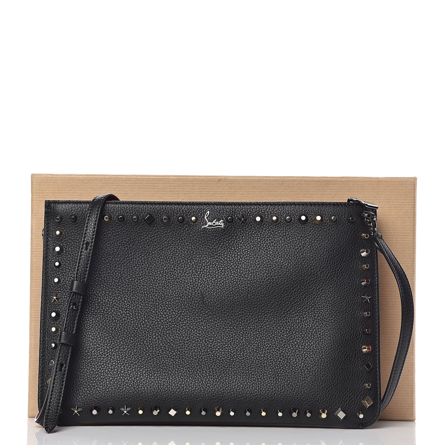 Calfskin Empire Trashmix Spike Loubiclutch Clutch Black