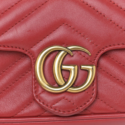 Gucci Calfskin Matelasse Super Mini GG Marmont Shoulder Bag Hibiscus Red 11 of 11