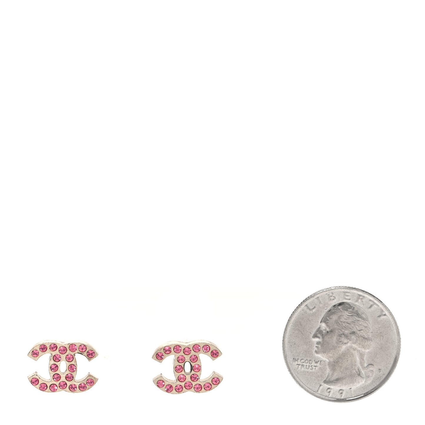 Crystal CC Earrings Matte Silver Pink