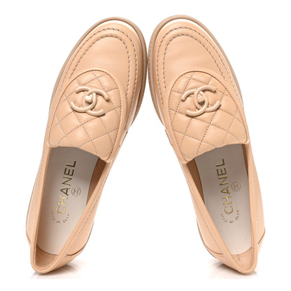Chanel Lambskin Quilted CC Turnlock Moccasins 37 Beige 2 of 11