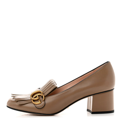 Gucci Malaga Kid GG Marmont Fringe 50mm Loafer Pumps 40 Porcelain Rose 1 of 9