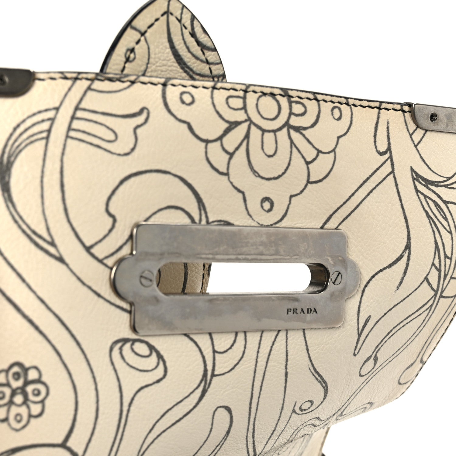 Prada X JAMES JEAN Glace Calfskin Rabbit Print Cahier Bag Opaline