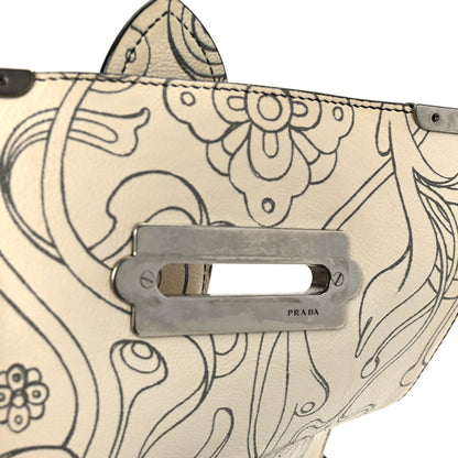 Prada X JAMES JEAN Glace Calfskin Rabbit Print Cahier Bag Opaline 6 of 11
