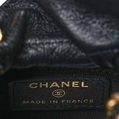 Chanel Calfskin Quilted Mini Drawstring Bucket Bag Black 5 of 10