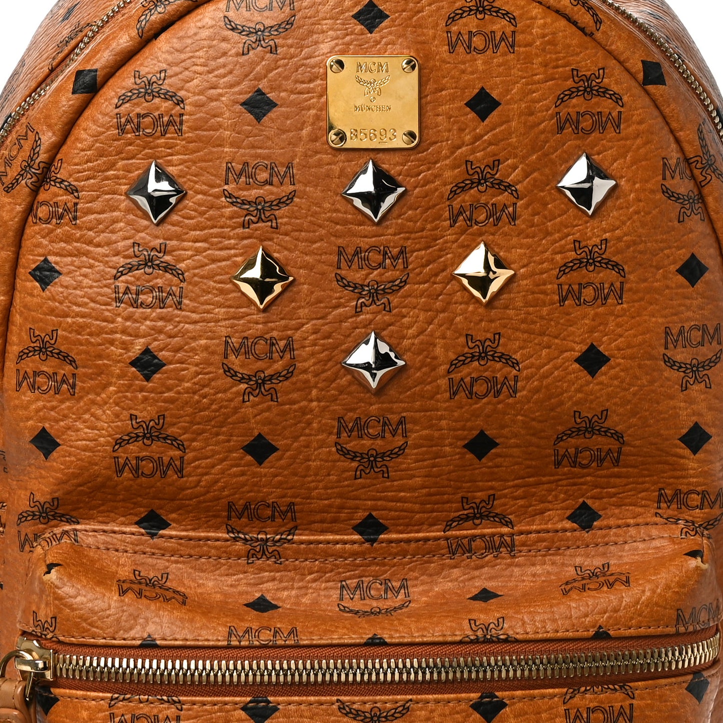 Visetos Medium Sprinkle Stud Stark Backpack Cognac