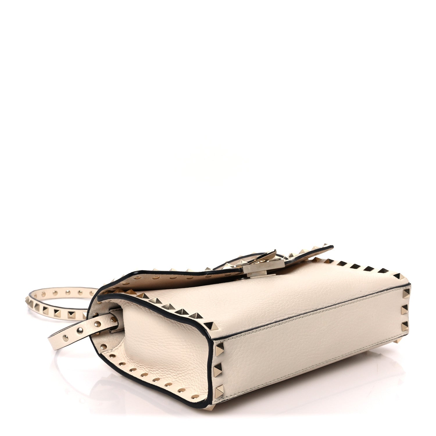 Valentino Garavani Pebbled Calfskin Medium Rockstud Flip Lock Crossbody Bag Light Ivory 4 of 10