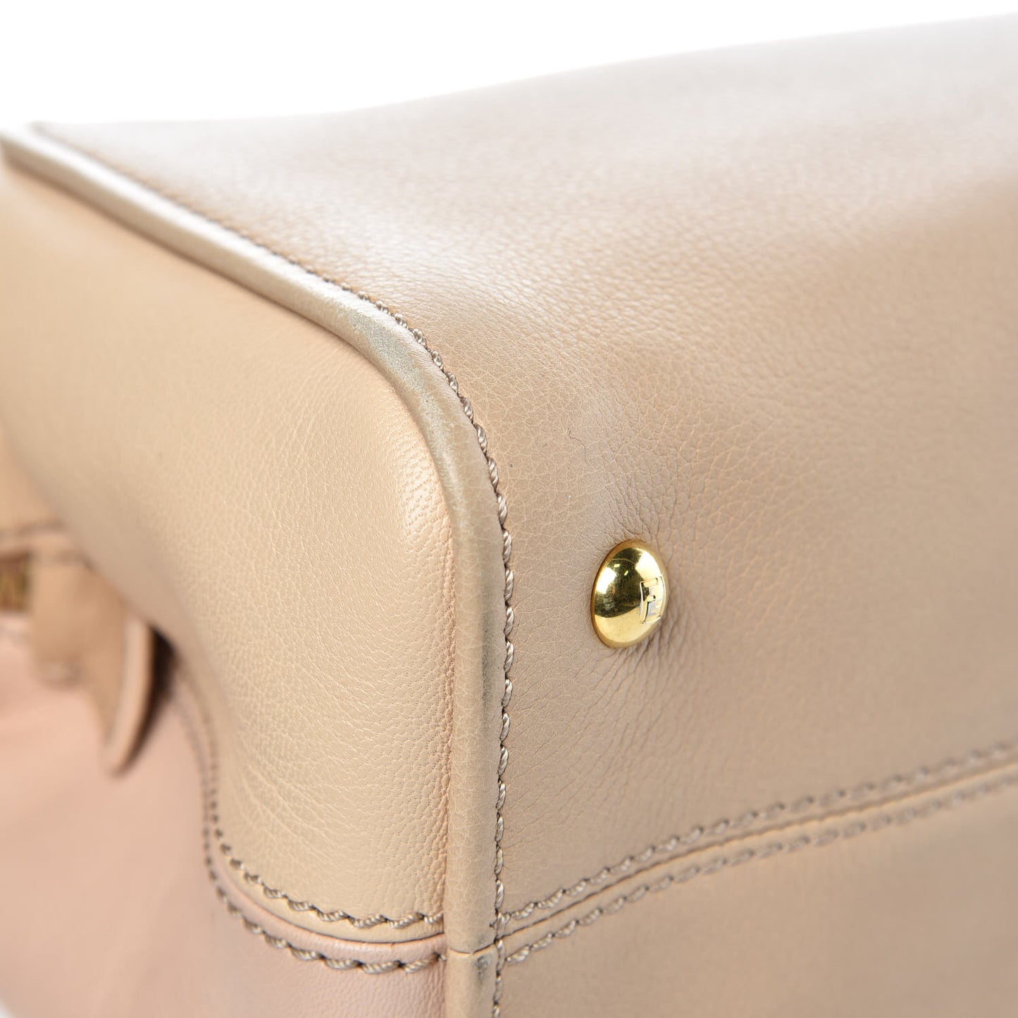 Capra Vitello Dolce Marmol Colorblock Small Chameleon Tote Cipria Makeup Camel