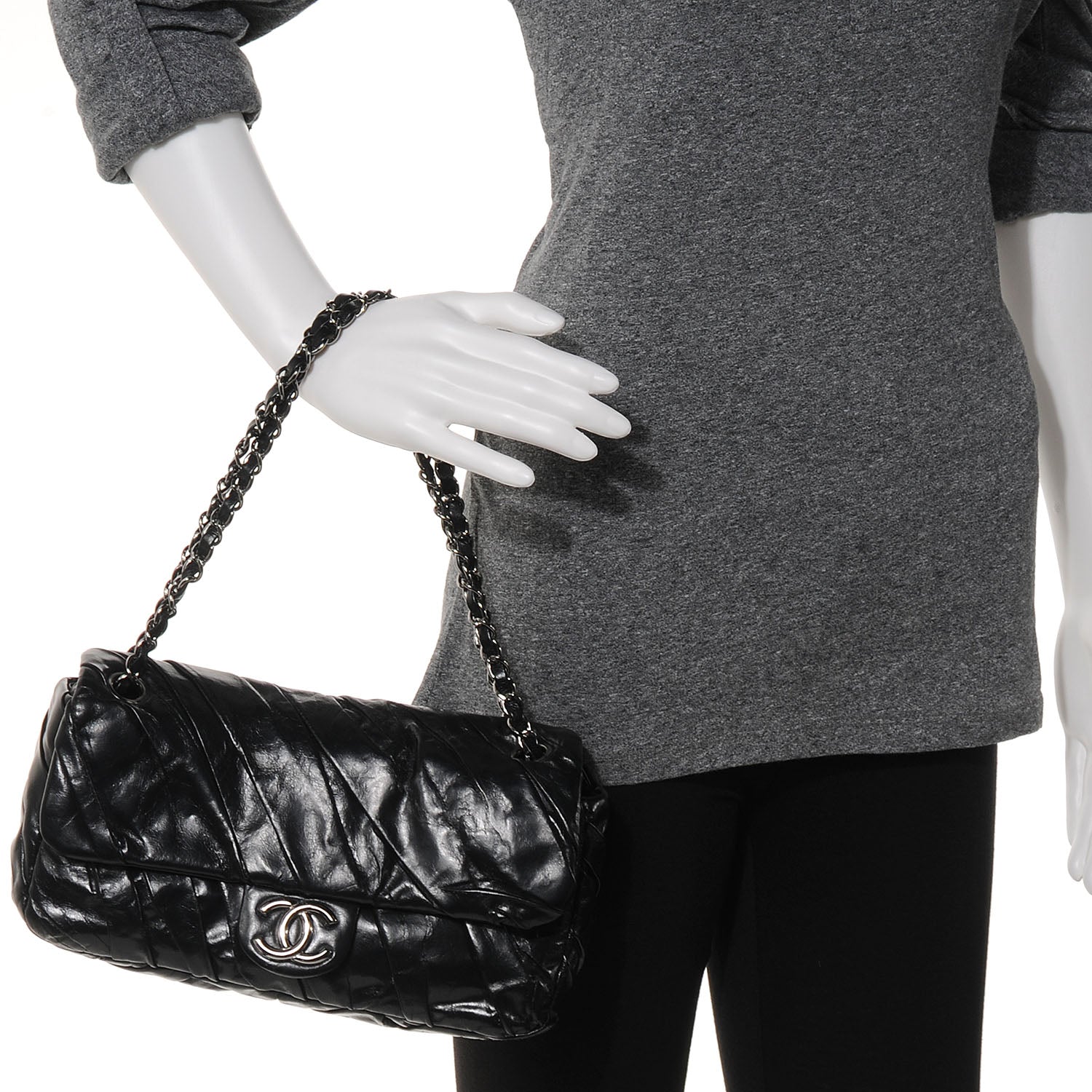 Chanel Glazed Calfskin Twisted Medium Flap Black 2 of 7