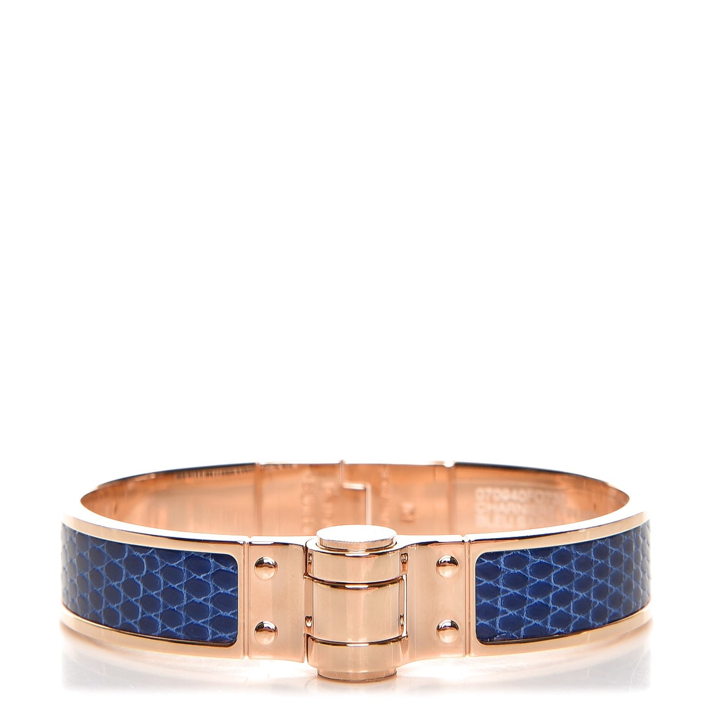 Lizard Charniere Cuir Narrow Hinged Bracelet S Bleu Saphire