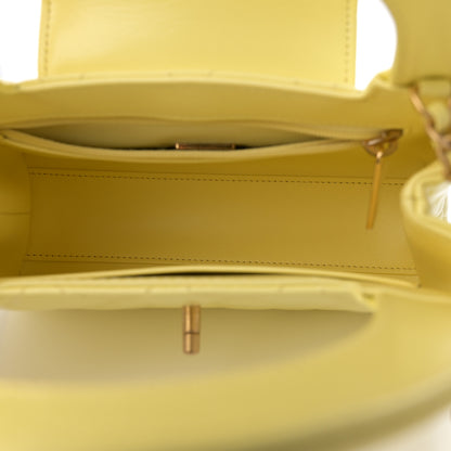 Chanel Shiny Aged Calfskin Quilted Nano Kelly Shopper Light Yellow 5 of 13