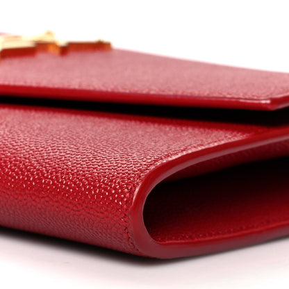 Saint Laurent Grain De Poudre Uptown Chain Wallet Red 10 of 10