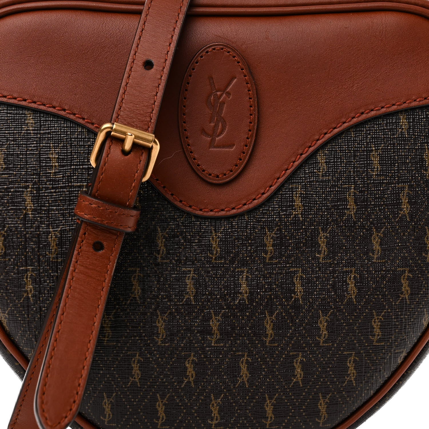 Saint Laurent Canvas Smooth Calfskin Le Monogramme Coeur Crossbody Chestnut 7 of 9