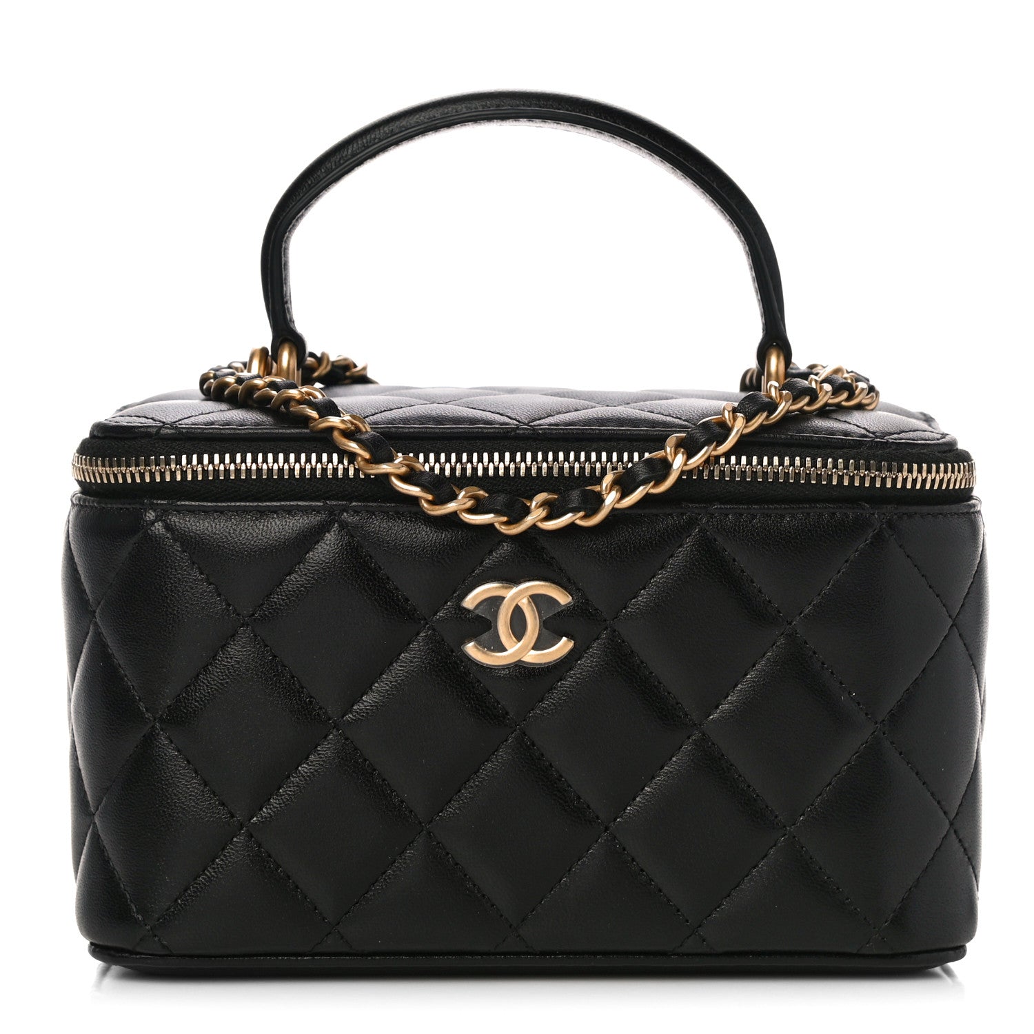 Chanel Lambskin Quilted Small Top Handle Vanity Case With Chain Black 1 of 11