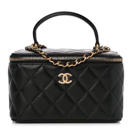 Chanel Lambskin Quilted Small Top Handle Vanity Case With Chain Black 1 of 11