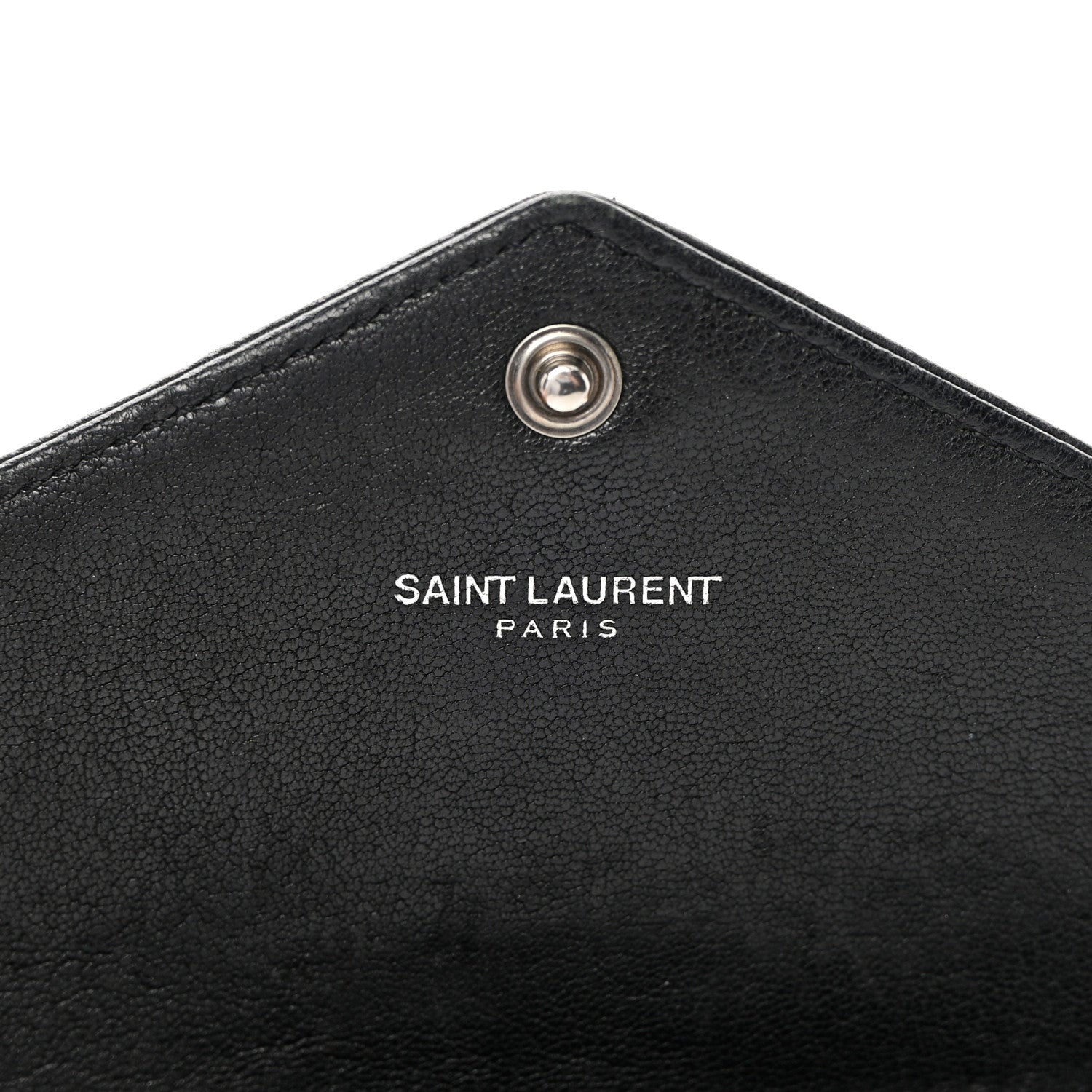 Saint Laurent Lambskin Mixed Matelasse Quilted Large Monogram Envelope Wallet Black 6 of 15