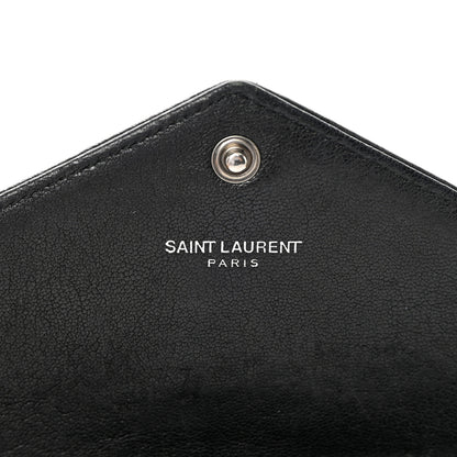 Saint Laurent Lambskin Mixed Matelasse Quilted Large Monogram Envelope Wallet Black 6 of 15