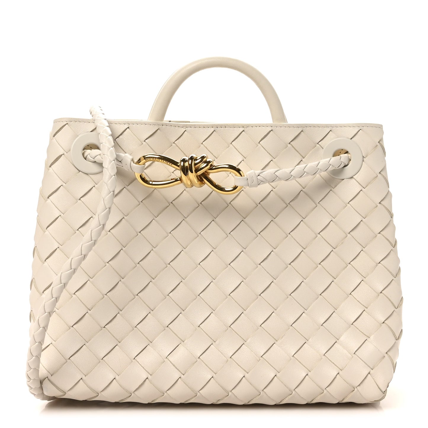Nappa Intrecciato Small Andiamo Shoulder Bag White