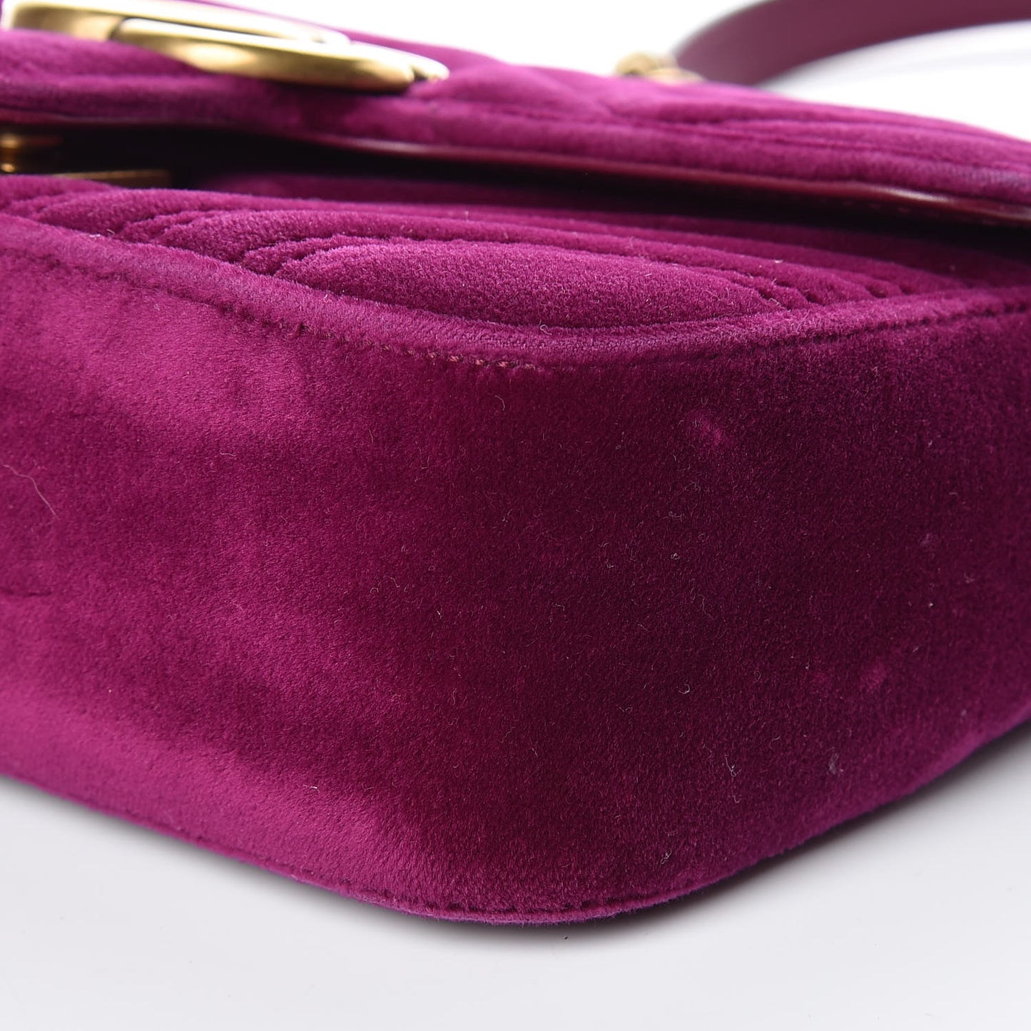 Velvet Matelasse Mini GG Marmont Shoulder Bag Fuchsia Violet Cyclamen