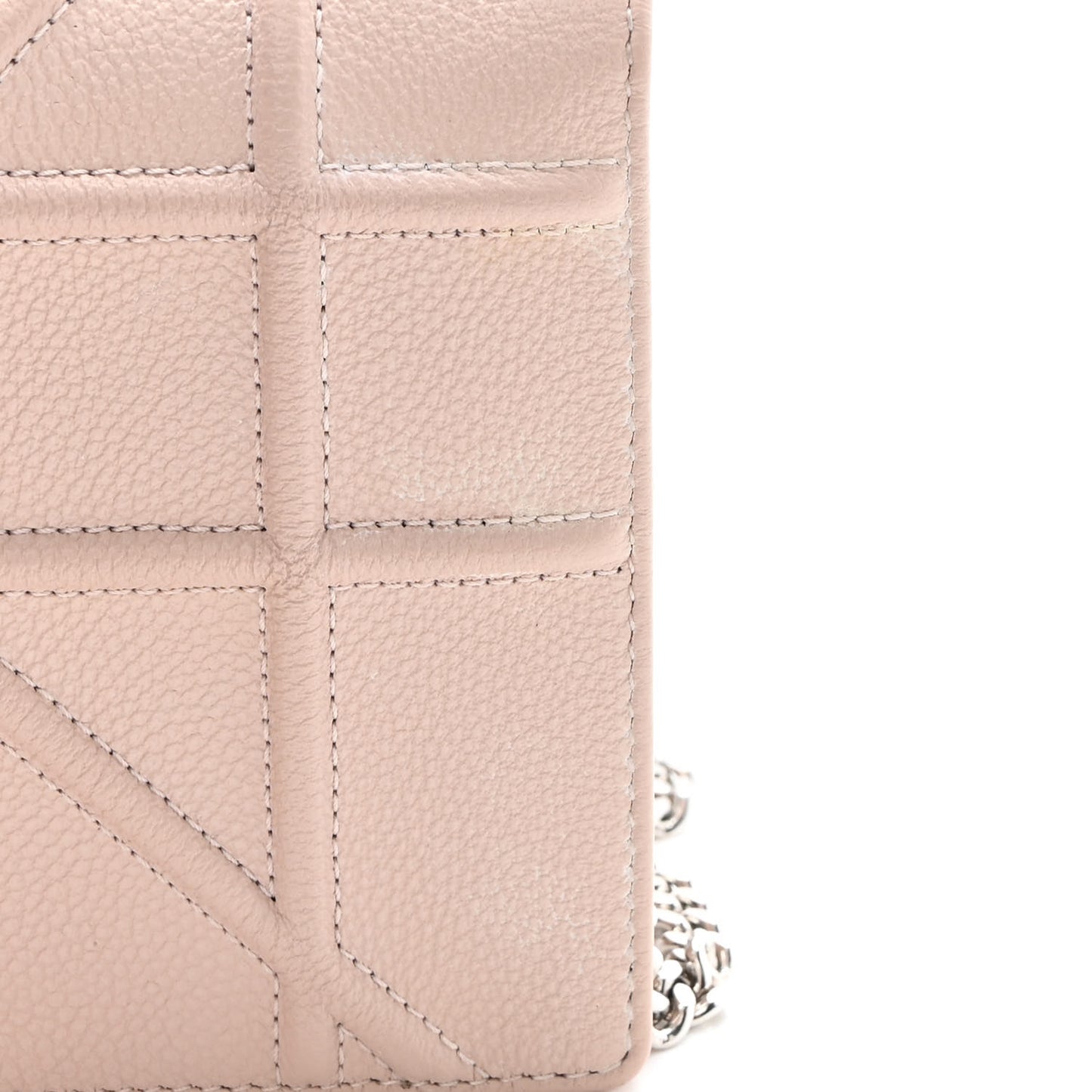 Grained Calfskin Diorama Wallet on Chain Pouch Nude