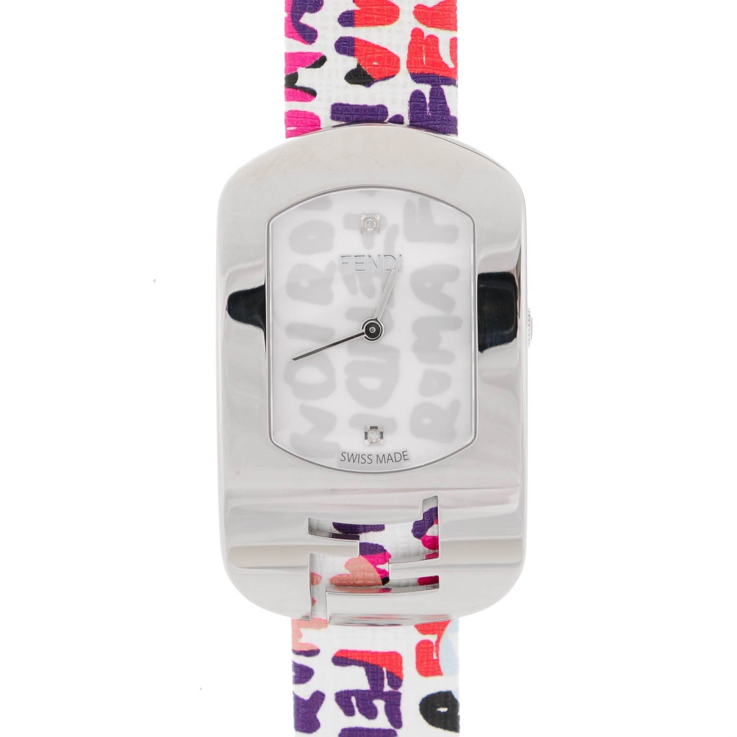 Fendi Stainless Steel Calfskin Diamond 29mm Chameleon Graffiti Quartz Watch 1 of 10