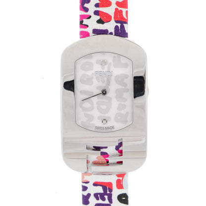 Fendi Stainless Steel Calfskin Diamond 29mm Chameleon Graffiti Quartz Watch 1 of 10