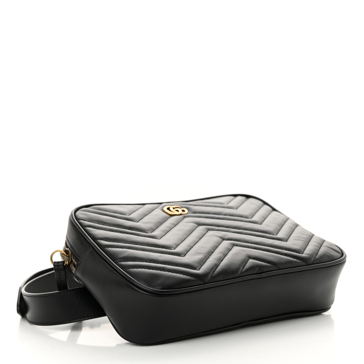 Gucci Calfskin Matelasse Mens GG Marmont Belt Bag 80 32 Black 4 of 14