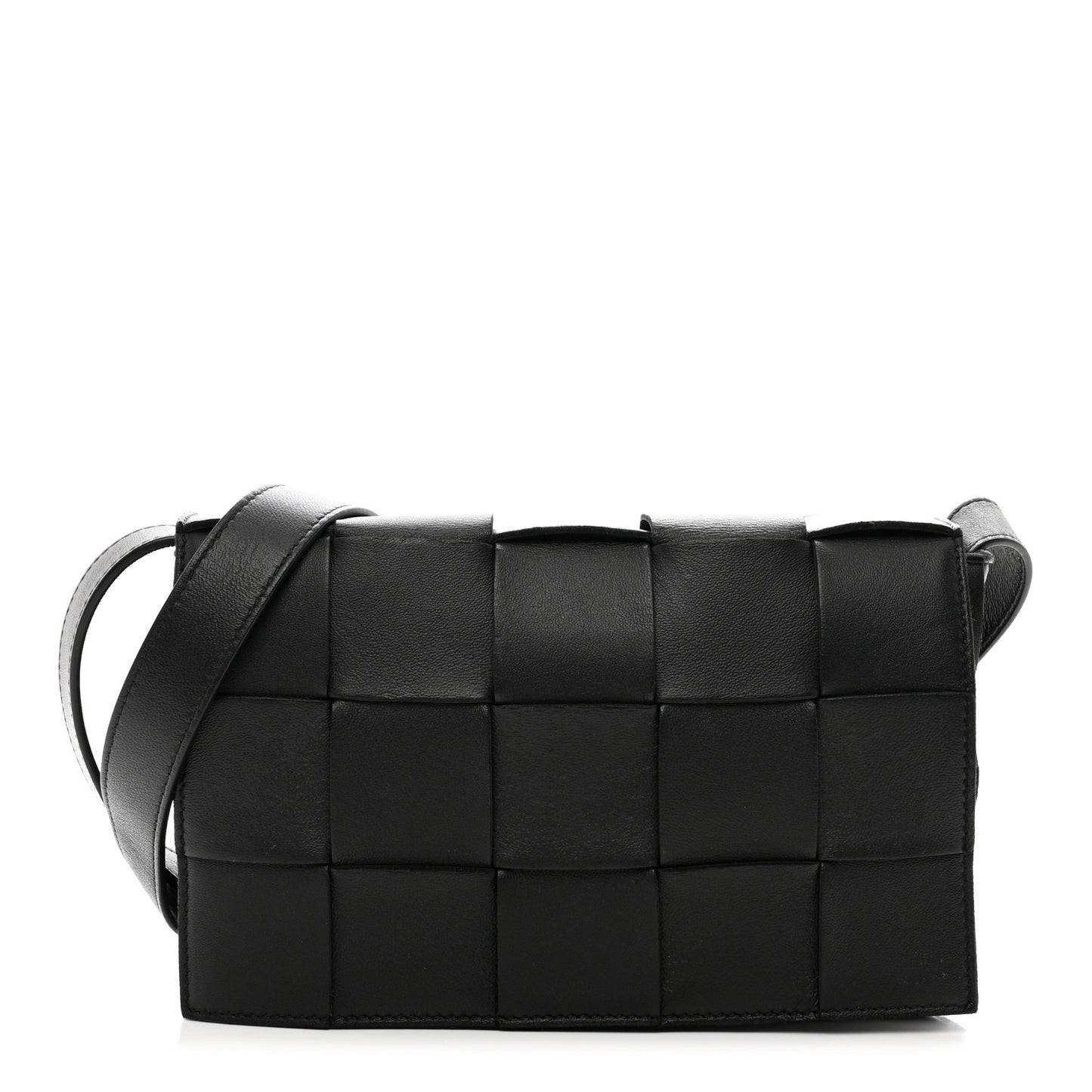 Lambskin Maxi Intrecciato Cassette Crossbody Bag Black