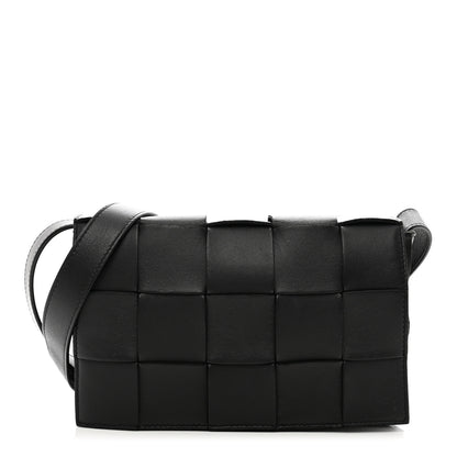 Bottega Veneta Lambskin Maxi Intrecciato Cassette Crossbody Bag Black 1 of 10
